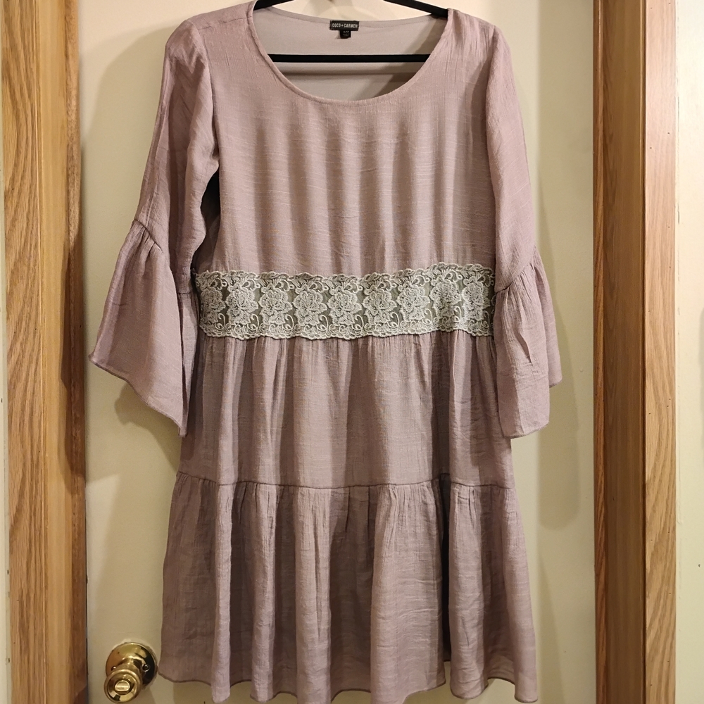 Coco + Carmen Mauve Lace Trim Dress